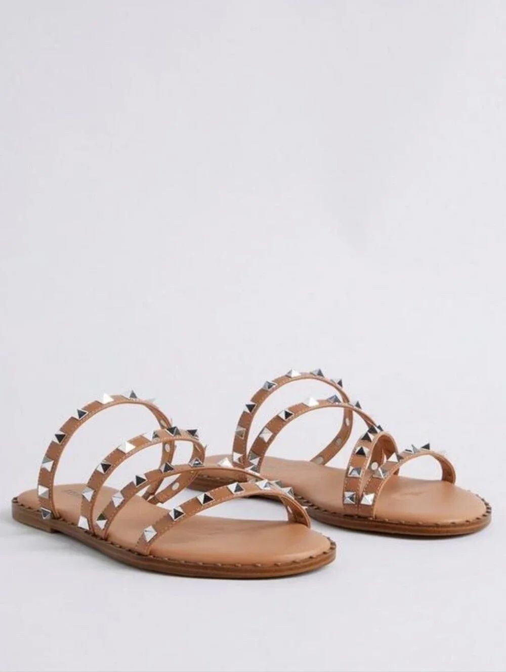 Torrid 7WW Studded Tan Strappy Flat Sandals - New